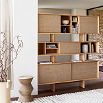 Приставной стол с отделкой из джута Juti D30 см варинант исполнения - 7 | Loft Concept в Екатеринбурге