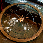 Часы настенные деревянные с римскими цифрами бронзового цвета Clock with History варинант исполнения - 3 | Loft Concept в Екатеринбурге