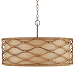 Подвесной светильник  из кованого железа и абажуром из ротанга Wicker Furniture варинант исполнения - 3 | Loft Concept в Екатеринбурге