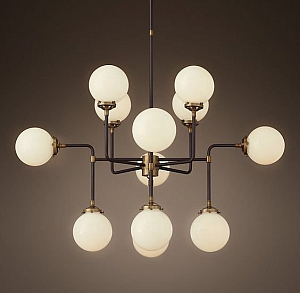 Люстра RH Bistro Globe Milk Glass 12-Light Chandelier