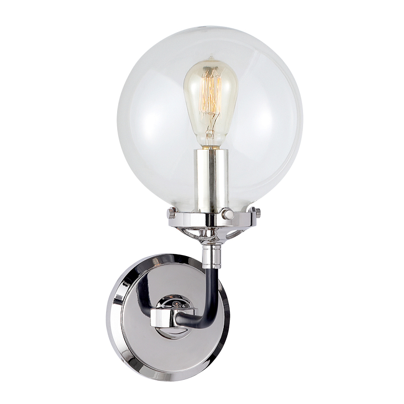 Бра Бистро Globe Clear Glass Single Sconce Nickel  в Екатеринбурге | Loft Concept 