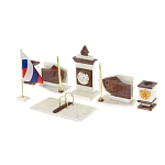 Настольный письменный набор из мрамора и лемезита с гербом и флагом России Marble Accessory варинант исполнения - 2 | Loft Concept в Екатеринбурге