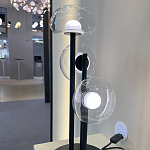 Настольная лампа с тремя прозрачными куполообразными плафонами и черным металлическим основанием Flos Wireline Lighting варинант исполнения - 4 | Loft Concept в Екатеринбурге