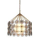 Люстра подвесная с круглыми дисками из серого фактурного стекла с белым матовым шаром внутри Quintiesse варинант исполнения - 1 | Loft Concept в Екатеринбурге