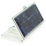 Таблетница карманная прямоугольная на 7 отделений с зеркалом и накладкой из натурального камня Содалит Silver Stone Pillboxes варинант исполнения - 1 | Loft Concept в Екатеринбурге