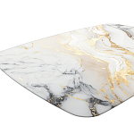 Обеденный стол с прямоугольной столешницей из стекла на черных металлических ножках White Marble варинант исполнения - 4 | Loft Concept в Екатеринбурге