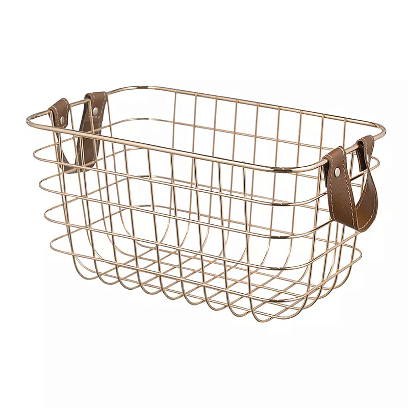 Корзина для хранения железная с ручками Iron Basket золотая Золотой Корзина для хранения железная с ручками Iron Basket золотая Золотой в Екатеринбурге | Loft Concept