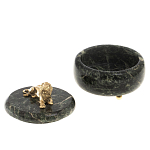 Шкатулка из натурального камня змеевик с фигуркой льва Stone Casket варинант исполнения - 3 | Loft Concept в Екатеринбурге