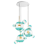 Люстра подвесная с прозрачными бирюзовыми стеклянными шарами и круглым основанием 3 лампы Giopato & Coombes варинант исполнения - 3 | Loft Concept в Екатеринбурге