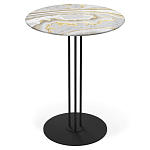 Стол журнальный с круглой столешницей из стекла Gray and Gold Marble варинант исполнения - 1 | Loft Concept в Екатеринбурге