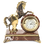 Часы настольные бронзовые с декором в виде коня Horse Stone Clock варинант исполнения - 1 | Loft Concept в Екатеринбурге