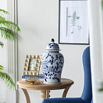 Ваза с крышкой и синим цветочным узором Blue & White Ornament  варинант исполнения - 5 | Loft Concept в Екатеринбурге