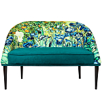 Диван двухместный из натурального бука зеленый с цветочным принтом Impressionism in Art варинант исполнения - 1 | Loft Concept в Екатеринбурге