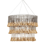 Люстра трехъярусная с декором из круглых деревянных бусин с кисточками Gray Brown Wooden Beads Chandelier варинант исполнения - 2 | Loft Concept в Екатеринбурге