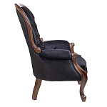 Кресло с мягкой обивкой из черного велюра на 4-х деревянных ножках Evelyn Classical Armchair варинант исполнения - 2 | Loft Concept в Екатеринбурге