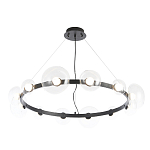 Люстра подвесная круглая с 12-ю прозрачными куполообразными плафонами и черным металлическим основанием Flos Wireline Lighting варинант исполнения - 3 | Loft Concept в Екатеринбурге
