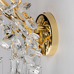 Бра золотого цвета с декоративными ветвями и прозрачными подвесками в форме листьев Droplet Chandelier варинант исполнения - 5 | Loft Concept в Екатеринбурге