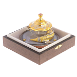 Икорница с декором "Осетр" с гравировкой на подставке из натурального камня Агат Decorative Cavair Dishes варинант исполнения - 4 | Loft Concept в Екатеринбурге