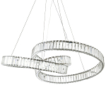 Подвесная люстра в виде изогнутых колец с хрустальным декором Ring Horizontal Oculus Chrome Light Chandelier варинант исполнения - 1 | Loft Concept в Екатеринбурге