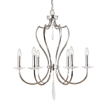 Люстра цвета никель с 6-ю лампами и стеклянными подвесками Elstead Lighting варинант исполнения - 1 | Loft Concept в Екатеринбурге