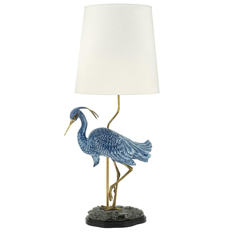 Настольная лампа ABHIKA LAMPTABLE HERON Голубой Золотой в Екатеринбурге | Loft Concept 