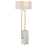 Торшер с прямоугольным абажуром на белом мраморном основании Asymmetry on Marble варинант исполнения - 4 | Loft Concept в Екатеринбурге