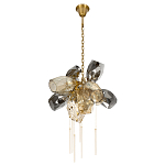 Люстра подвесная со стеклянными плафонами из дымчатого и золотистого с шестью вертикальными подвесками Gilded Mirage  варинант исполнения - 5 | Loft Concept в Екатеринбурге