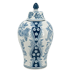 Ваза с крышкой и голубым цветочным рисунком на белом фоне Blue & White Ornament варинант исполнения - 2 | Loft Concept в Екатеринбурге