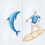 Плитка с узором Дельфин Серфингист варинант исполнения - 2 | Loft Concept в Екатеринбурге