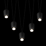 Подвесной светильник черными плафонами на длинных пересекающихся тросах Construction варинант исполнения - 4 | Loft Concept в Екатеринбурге