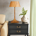 Настольная лампа со скошенным конусовидным абажуром и фигурной ножкой в цвете тик Accord Lighting варинант исполнения - 6 | Loft Concept в Екатеринбурге