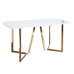 Стол обеденный белый с золотыми глянцевыми ножками Laconic White Table варинант исполнения - 1 | Loft Concept в Екатеринбурге