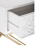 Приставной столик с выдвижным ящиком  White Table Carved Pattern варинант исполнения - 3 | Loft Concept в Екатеринбурге