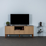 ТВ-тумба бежевая из массива бука с 2-мя дверками и ящиком Wenge Light варинант исполнения - 5 | Loft Concept в Екатеринбурге