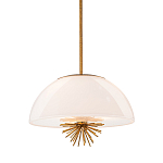 Подвесной светильник золотого цвета с полусферическим опаловым плафоном и декоративным элементом Elstead Lighting варинант исполнения - 1 | Loft Concept в Екатеринбурге