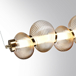 Подвесной светильник линейный с 7-ю рифлеными стеклянными шарами Marcelh Light варинант исполнения - 5 | Loft Concept в Екатеринбурге