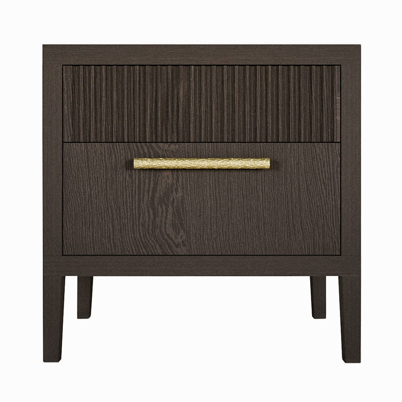 Прикроватная Тумбочка Primo с двумя ящиками Темный орех Орех Золотой в Екатеринбурге | Loft Concept 