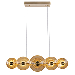 Люстра подвесная светодиодная со стеклянными плафонами янтарного цвета в форме дисков Savio Glass Disc варинант исполнения - 2 | Loft Concept в Екатеринбурге