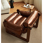 Кресло-диван кожаное на деревянном каркасе Medieval Furniture варинант исполнения - 1 | Loft Concept в Екатеринбурге