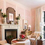 Обои ручная роспись Jharokha Arches Original colourway on pink painted Xuan paper варинант исполнения - 3 | Loft Concept в Екатеринбурге