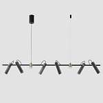 Люстра с 8-ю цилиндрическими плафонами на магнитном креплении и черным металлическим основанием Bronze Concert варинант исполнения - 1 | Loft Concept в Екатеринбурге