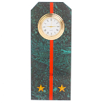 Часы погон ВС подарочные настольные из натурального камня Змеевик Military Clock варинант исполнения - 16 | Loft Concept в Екатеринбурге