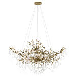 Подвесная люстра в виде ветвей деревьев золотого цвета с прозрачными подвесками-каплями 10 и 14 ламп Droplet Chandelier варинант исполнения - 1 | Loft Concept в Екатеринбурге