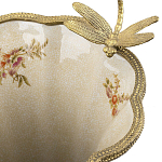 Ваза голубого цвета из фарфора с цветочным рисунком и бронзовой стрекозой Blue Garden варинант исполнения - 1 | Loft Concept в Екатеринбурге