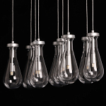 Люстра с 9-ю прозрачными плафонами из стекла в форме капли на прямоугольном потолочном основании цвета хром Lucid Rain  варинант исполнения - 9 | Loft Concept в Екатеринбурге