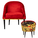 Кресло из натурального бука красное с цветным принтом Impressionism in Art варинант исполнения - 2 | Loft Concept в Екатеринбурге