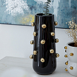 Ваза черная цилиндрическая с глянцевым покрытием и золотыми декоративными элементами Molecule Collection варинант исполнения - 3 | Loft Concept в Екатеринбурге