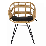 Стул с ротанговым плетением Wicker Half Chair с подлокотниками варинант исполнения - 1 | Loft Concept в Екатеринбурге