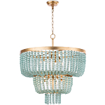 Круглая трехъярусная люстра с подвесками в виде круглых стеклянных бусин Blue Beads Chandelier варинант исполнения - 1 | Loft Concept в Екатеринбурге