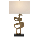 Настольная лампа с фигурным каркасом и прямоугольным тканевым абажуром Brutalist Profile варинант исполнения - 3 | Loft Concept в Екатеринбурге